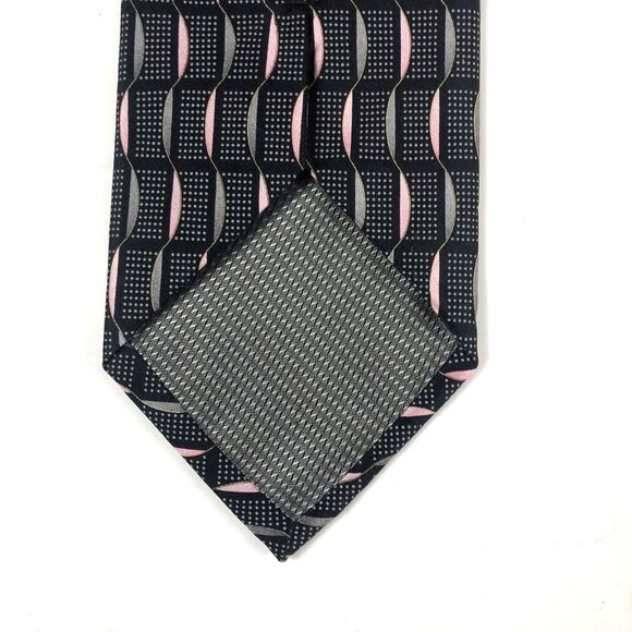 Giorgio Brutini Collezione Silk Tie Black Pink Gray Abstract Dots Design Men's - Picture 4 of 6